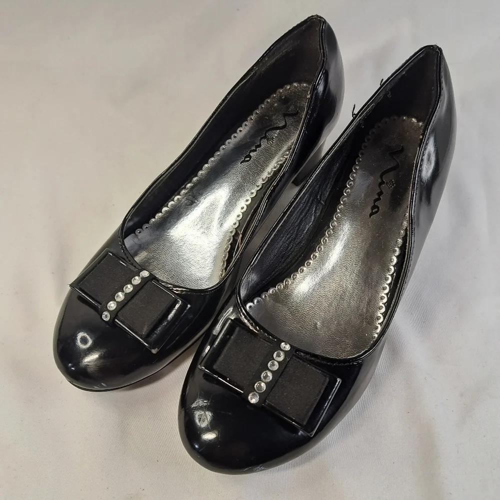 𝅺nina Black Patent Leather Heels Kids Size 3